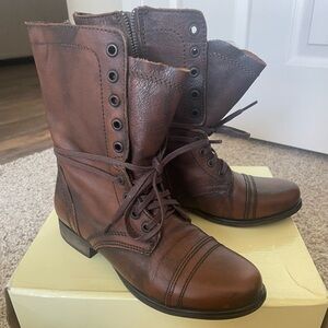 Steve Madden Troopa Leather Combat Boots, Size 7